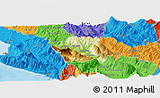 Physical Panoramic Map of Tepelenë, political outside