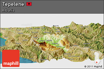 Physical Panoramic Map of Tepelenë, satellite outside