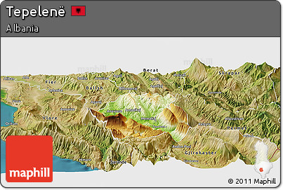 Physical Panoramic Map of Tepelenë, satellite outside