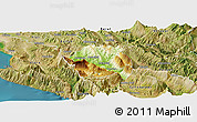 Physical Panoramic Map of Tepelenë, satellite outside