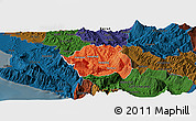 Political Panoramic Map of Tepelenë, darken