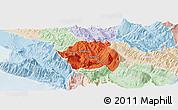 Political Panoramic Map of Tepelenë, lighten