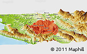 Political Panoramic Map of Tepelenë, physical outside