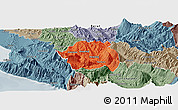 Political Panoramic Map of Tepelenë, semi-desaturated