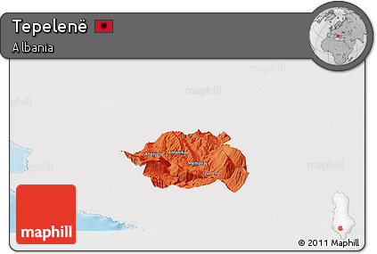 Political Panoramic Map of Tepelenë, single color outside