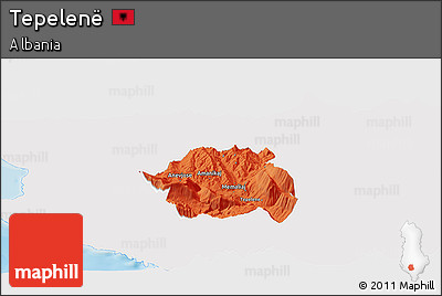 Political Panoramic Map of Tepelenë, single color outside