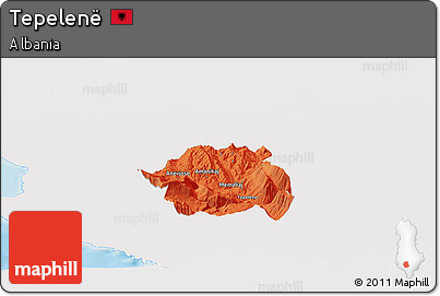 Political Panoramic Map of Tepelenë, single color outside
