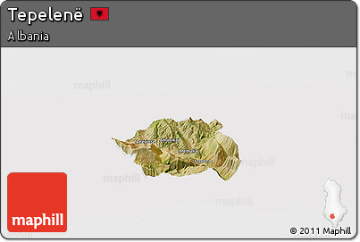 Satellite Panoramic Map of Tepelenë, cropped outside
