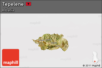 Satellite Panoramic Map of Tepelenë, cropped outside