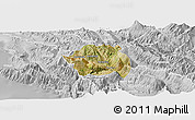 Satellite Panoramic Map of Tepelenë, lighten, desaturated