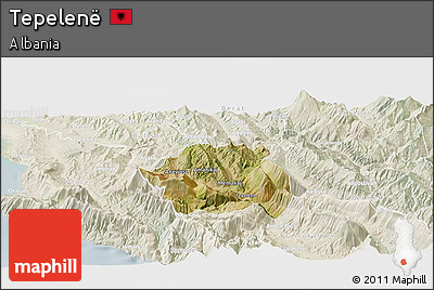 Satellite Panoramic Map of Tepelenë, lighten