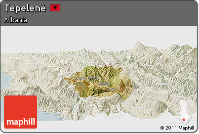 Satellite Panoramic Map of Tepelenë, lighten