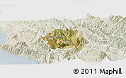 Satellite Panoramic Map of Tepelenë, lighten