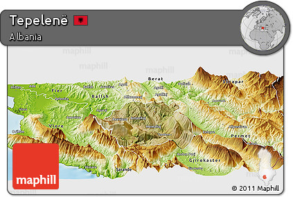 Satellite Panoramic Map of Tepelenë, physical outside