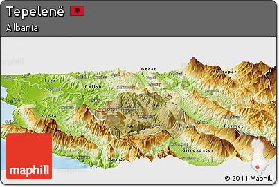 Satellite Panoramic Map of Tepelenë, physical outside