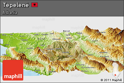 Satellite Panoramic Map of Tepelenë, physical outside