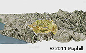 Satellite Panoramic Map of Tepelenë, semi-desaturated