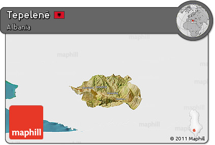 Satellite Panoramic Map of Tepelenë, single color outside