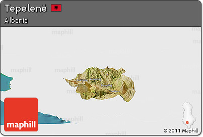 Satellite Panoramic Map of Tepelenë, single color outside