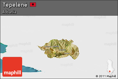 Satellite Panoramic Map of Tepelenë, single color outside