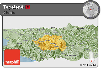 Savanna Style Panoramic Map of Tepelenë