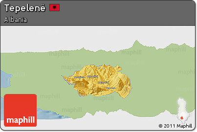 Savanna Style Panoramic Map of Tepelenë, single color outside