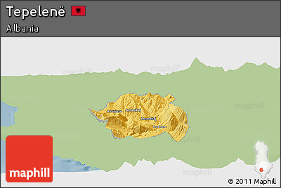 Savanna Style Panoramic Map of Tepelenë, single color outside