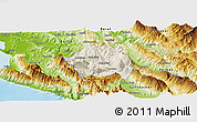 Shaded Relief Panoramic Map of Tepelenë, physical outside