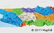 Shaded Relief Panoramic Map of Tepelenë, political outside