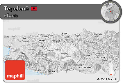 Silver Style Panoramic Map of Tepelenë