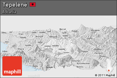 Silver Style Panoramic Map of Tepelenë