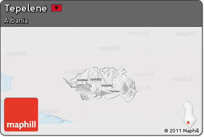 Silver Style Panoramic Map of Tepelenë, single color outside