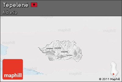 Silver Style Panoramic Map of Tepelenë, single color outside