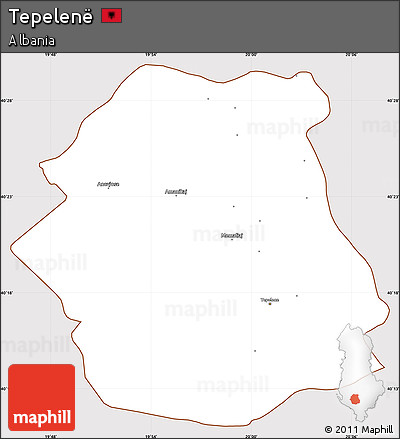 Classic Style Simple Map of Tepelenë, cropped outside