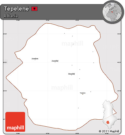 Classic Style Simple Map of Tepelenë, cropped outside