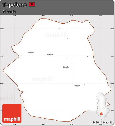 Classic Style Simple Map of Tepelenë, cropped outside
