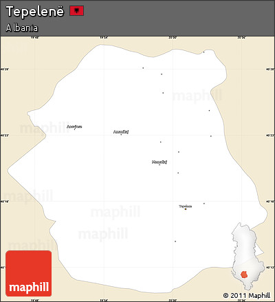 Classic Style Simple Map of Tepelenë, single color outside