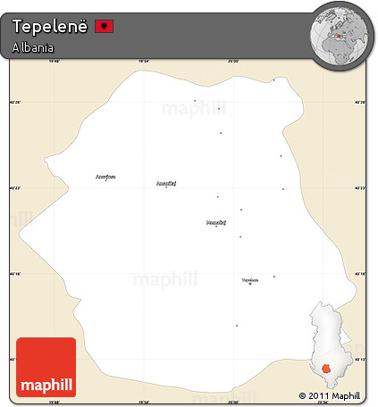 Classic Style Simple Map of Tepelenë, single color outside