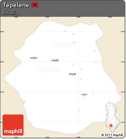Classic Style Simple Map of Tepelenë, single color outside