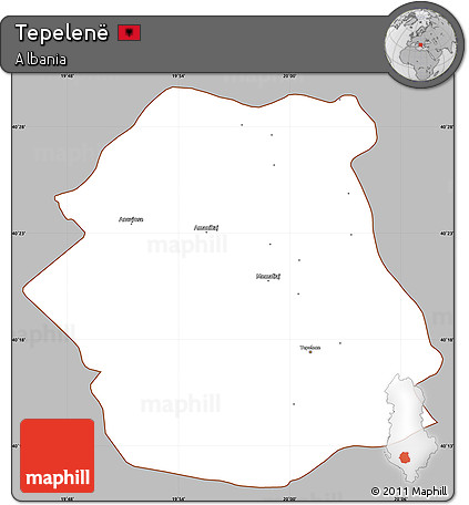 Gray Simple Map of Tepelenë, cropped outside
