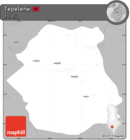 Gray Simple Map of Tepelenë