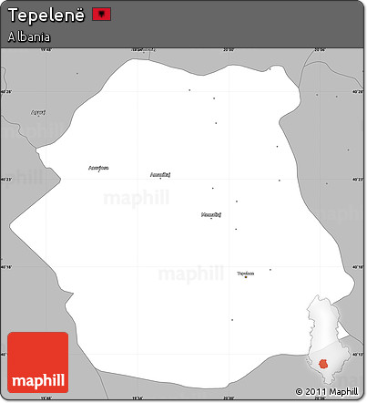 Gray Simple Map of Tepelenë