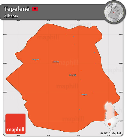 Political Simple Map of Tepelenë, cropped outside