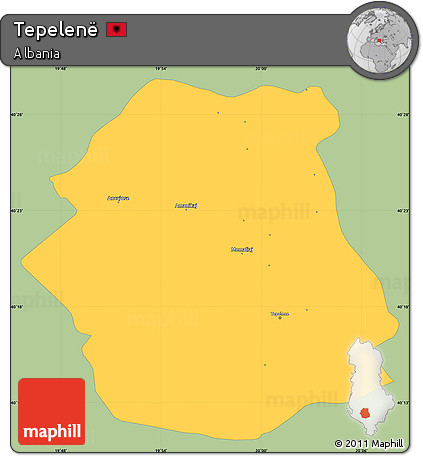 Savanna Style Simple Map of Tepelenë, single color outside