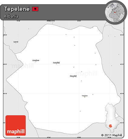 Silver Style Simple Map of Tepelenë