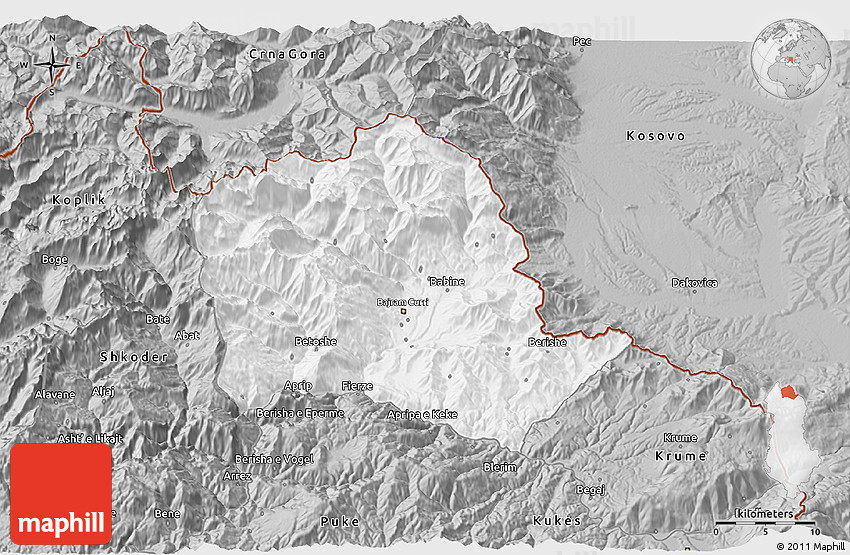 Gray 3D Map of Tropojë