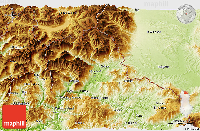 Physical 3D Map of Tropojë