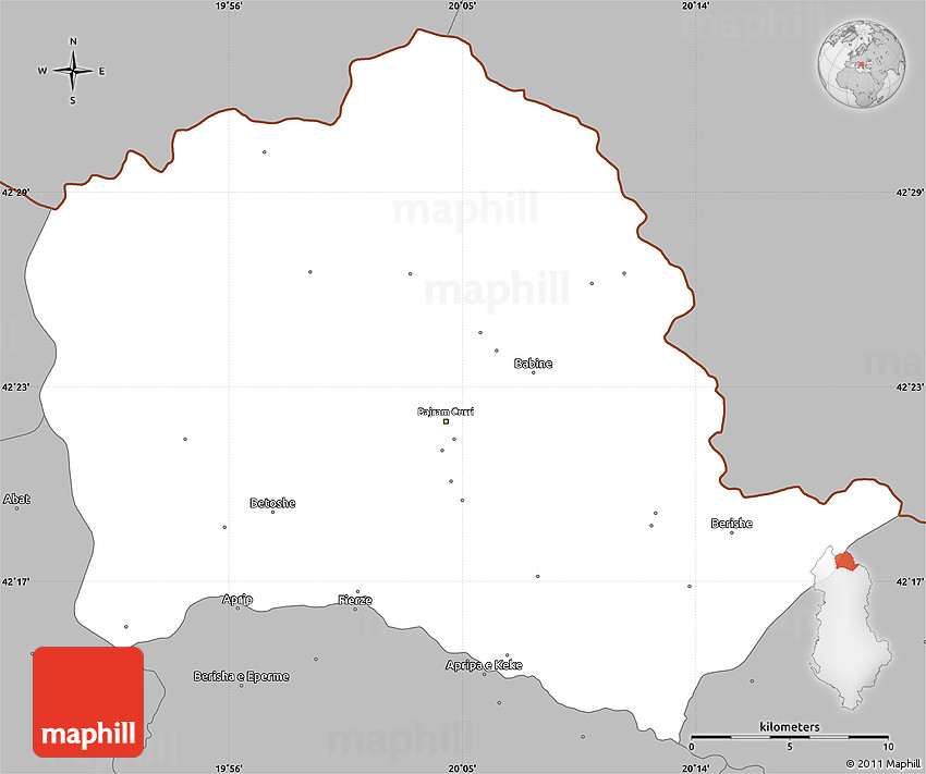 Gray Simple Map of Tropojë
