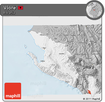 Gray 3D Map of Vlorë
