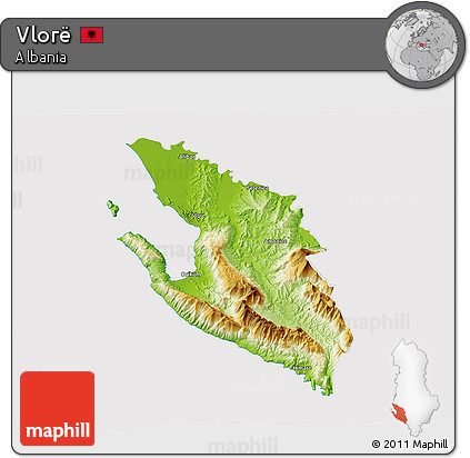Physical 3D Map of Vlorë, cropped outside